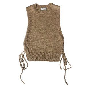 UO Sapphire cream knit side tie mock neck top